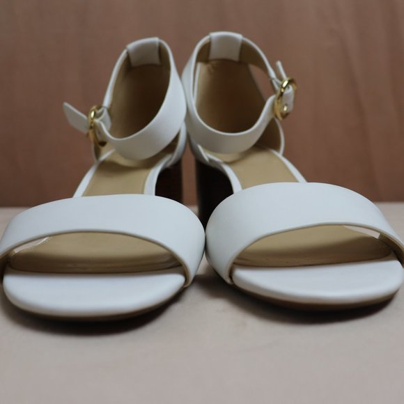 MICHAEL KORS Lena Leather Sandals Block Heel size 9 White - Picture 11 of 11